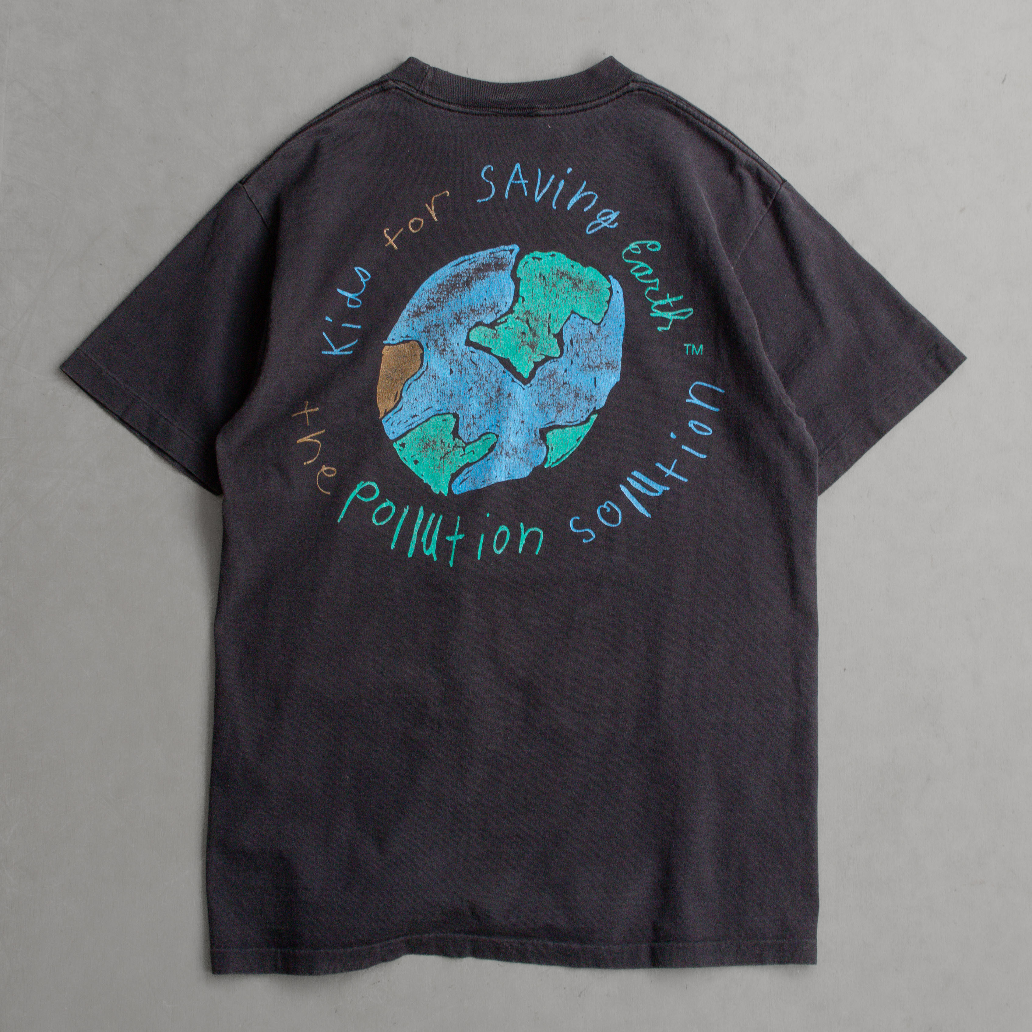 90S ANVIL VINTAGE TEE 美國製 黑色 地球 圖案 短袖 T恤