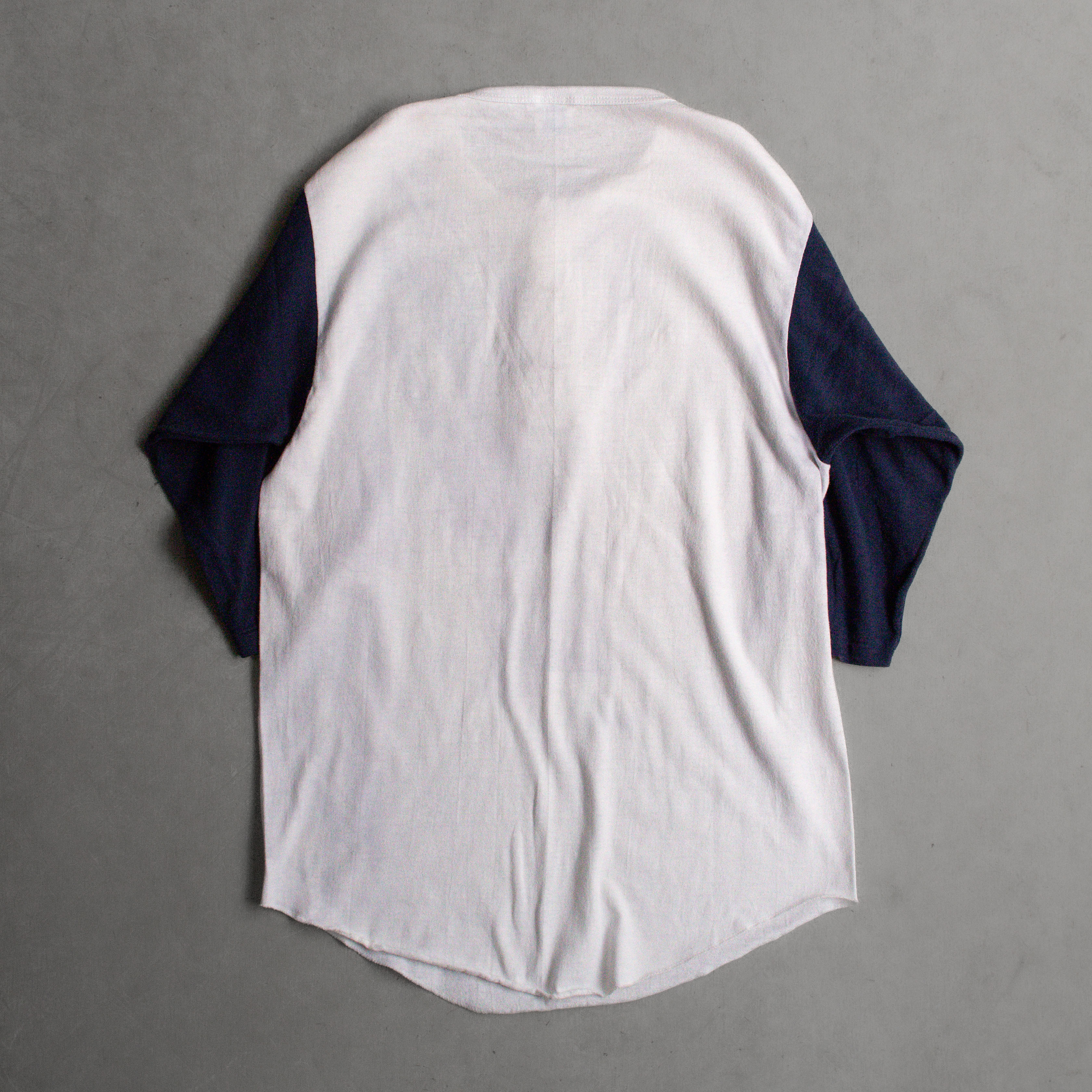 80-90S BASEBALL HENLEY TEE 美國 白深藍 游泳池 七分袖 亨利領 T恤