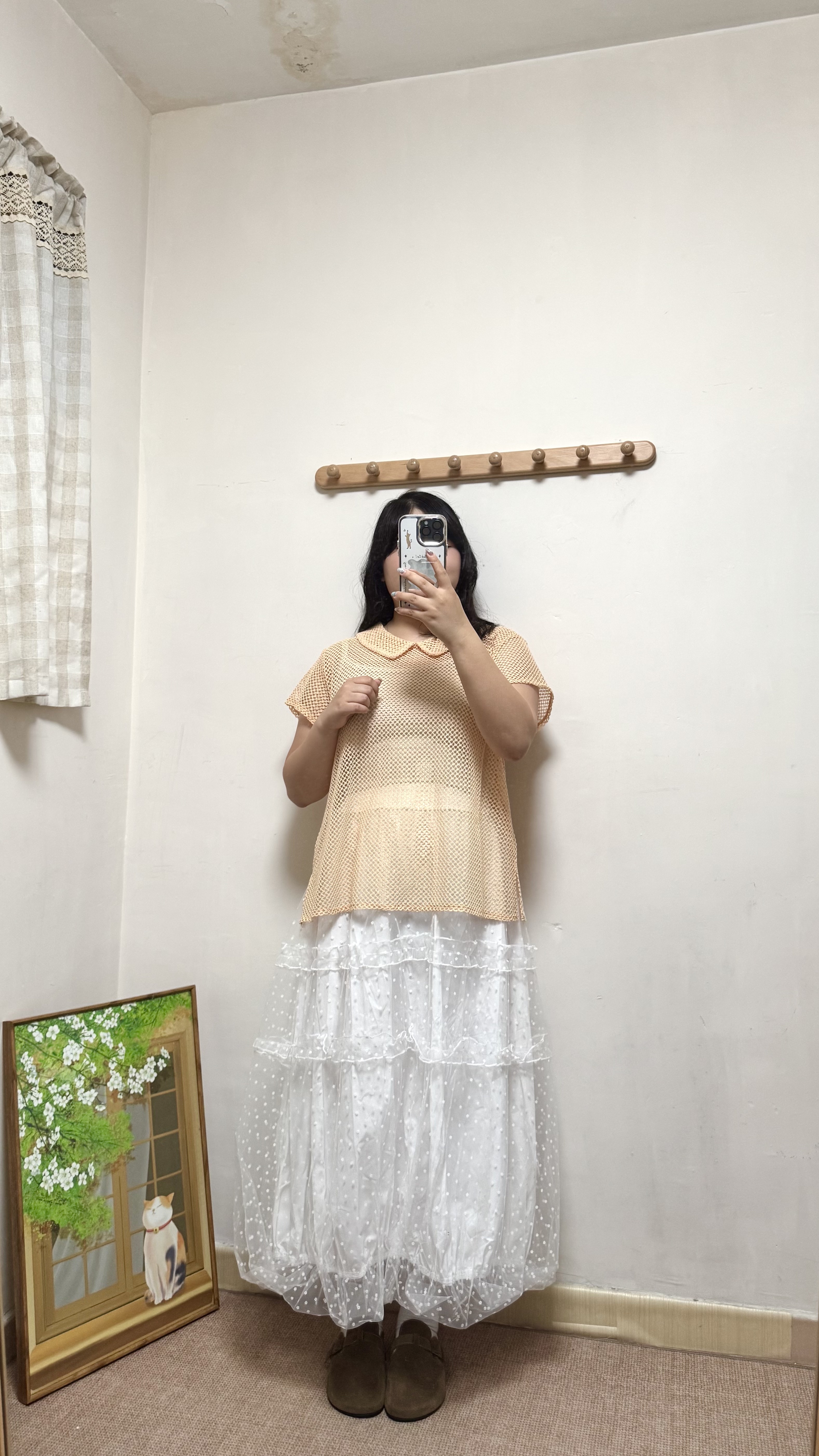 反領網紋洞洞Top