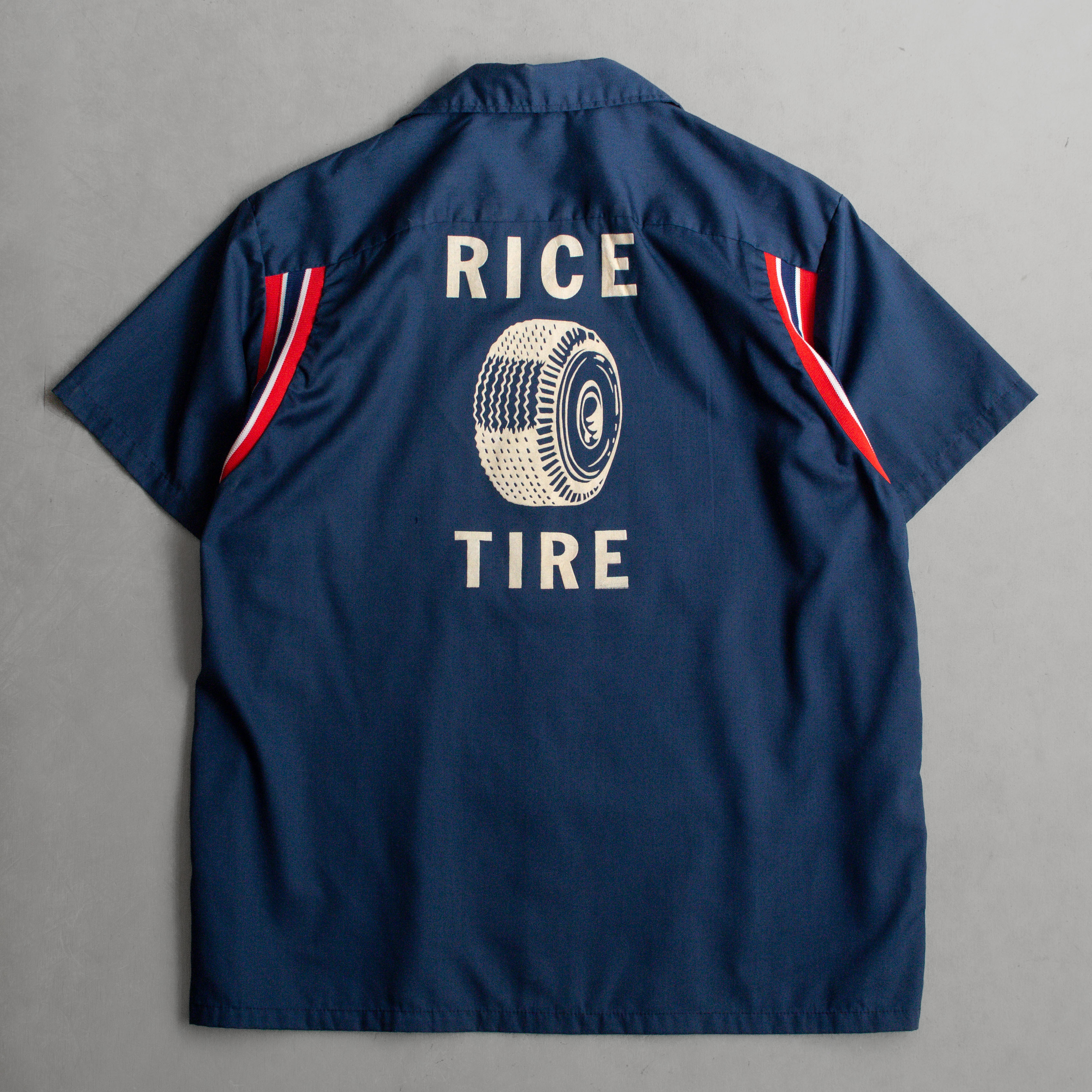 70S HILTON BOWLING SHIRT 美國製 深藍色 植絨 短袖 保齡球 襯衫