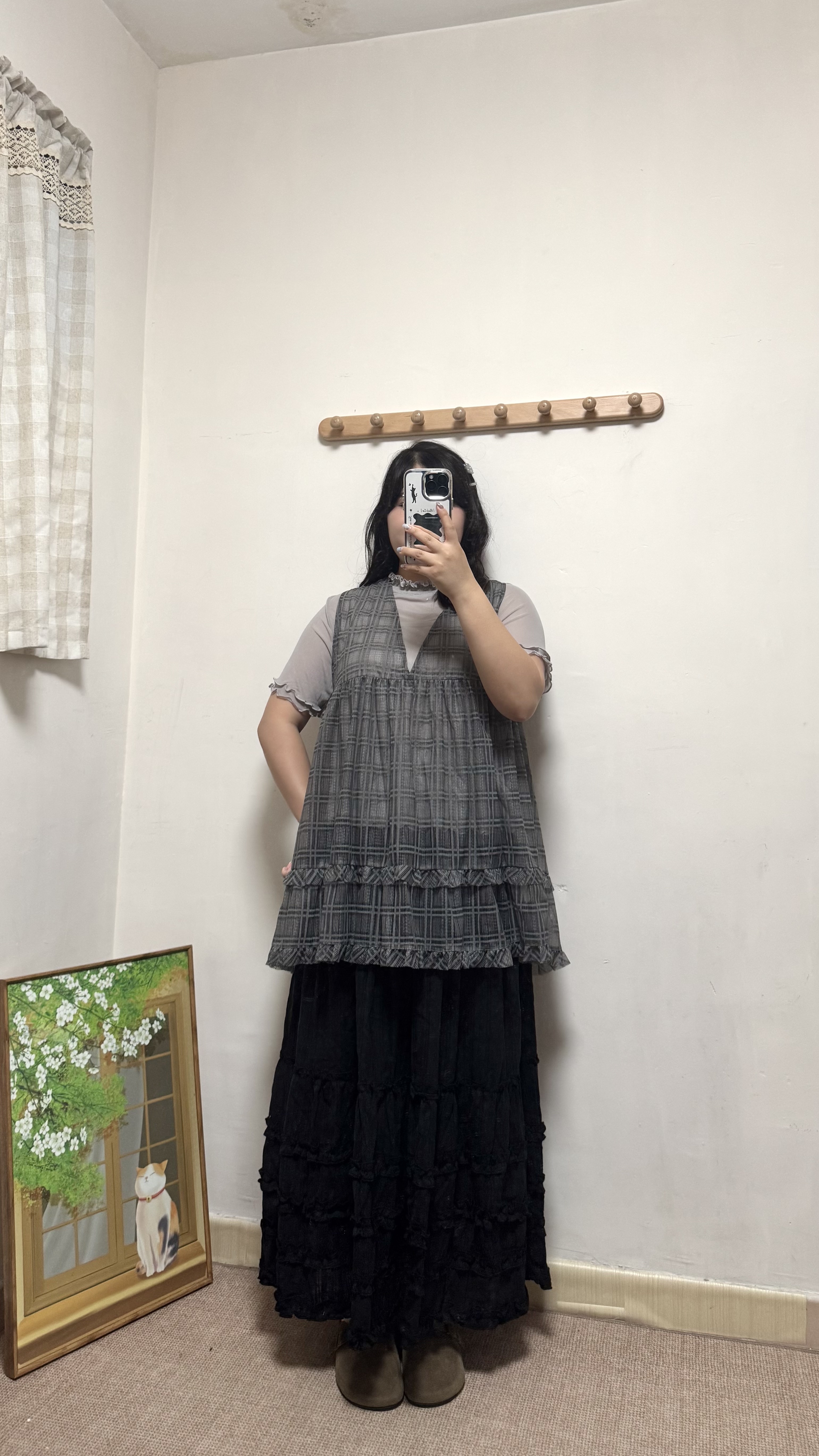 3 Ways ！荷葉領格紋透身背心