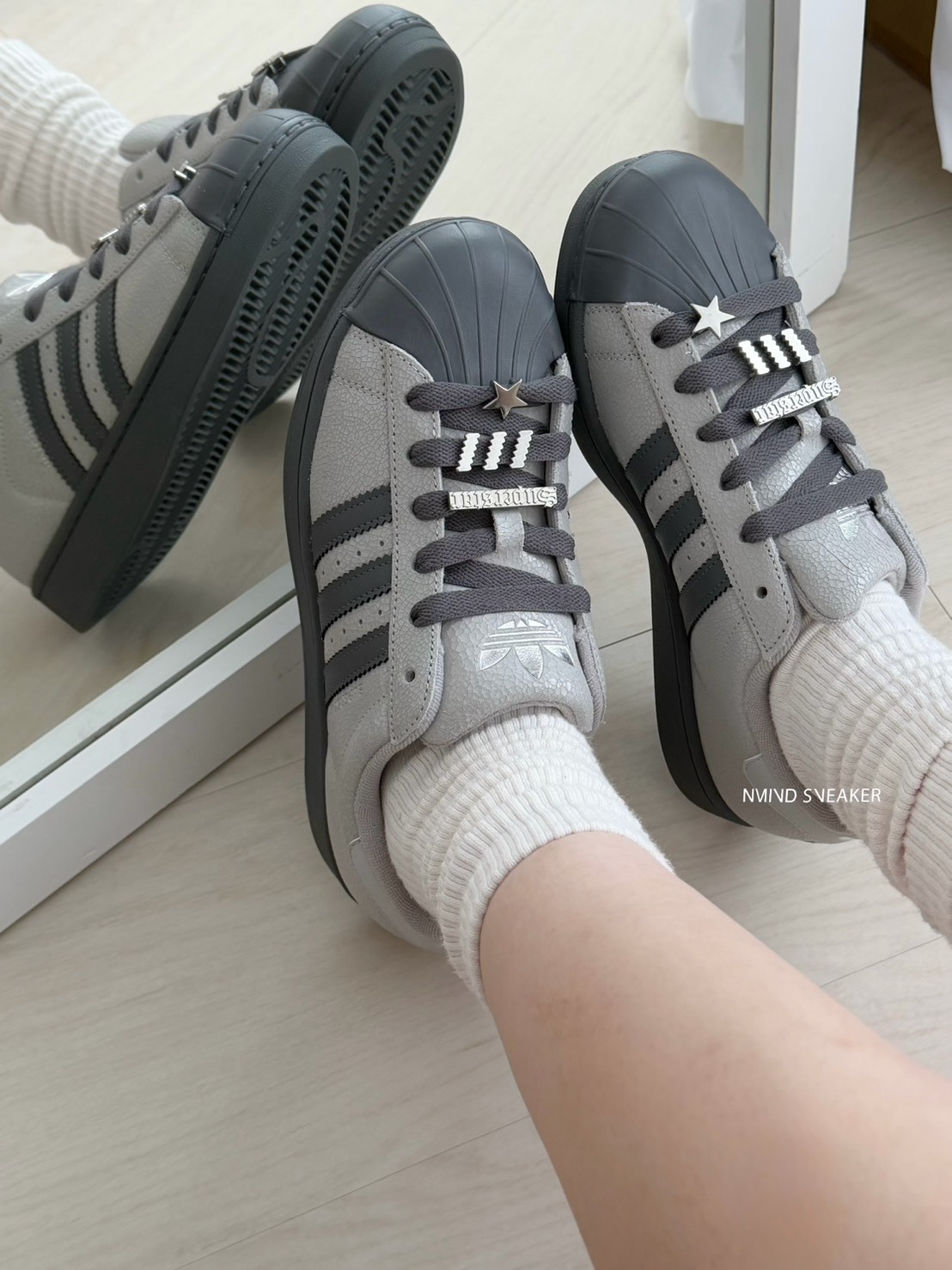 <少量現貨> ADIDAS SUPERSTAR II 貝殼頭 芝麻炭灰 星星