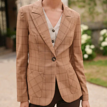 1GL0426-263 [GAALA] Rhode Short Coat Beige Plaid (EU)