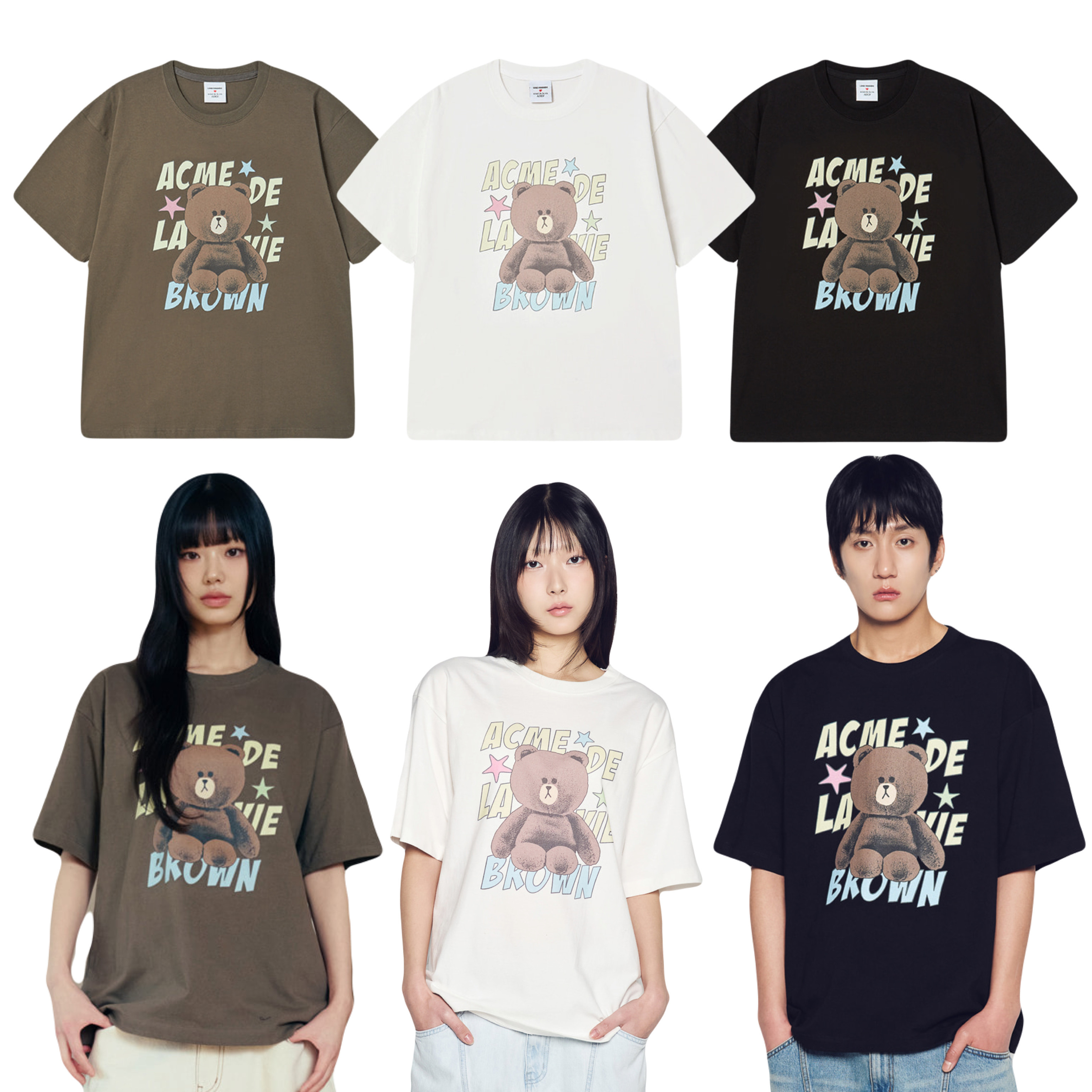 【13】ADLV LINE FRIENDS BROWN STAR SHORT SLEEVE T-SHIRT (4個尺碼 / 3色選擇)