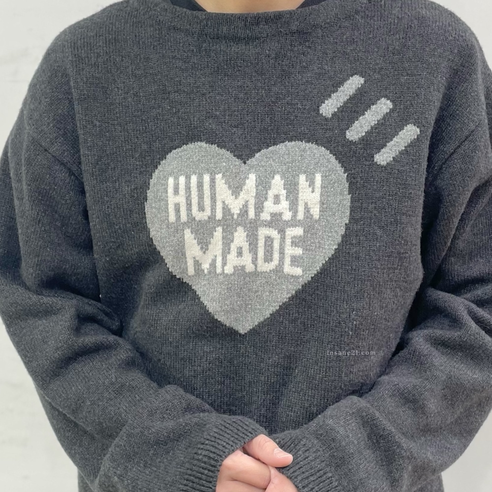 HUMAN MADE SWEATER 炭灰心型 針織長袖 毛衣 HM26CS030