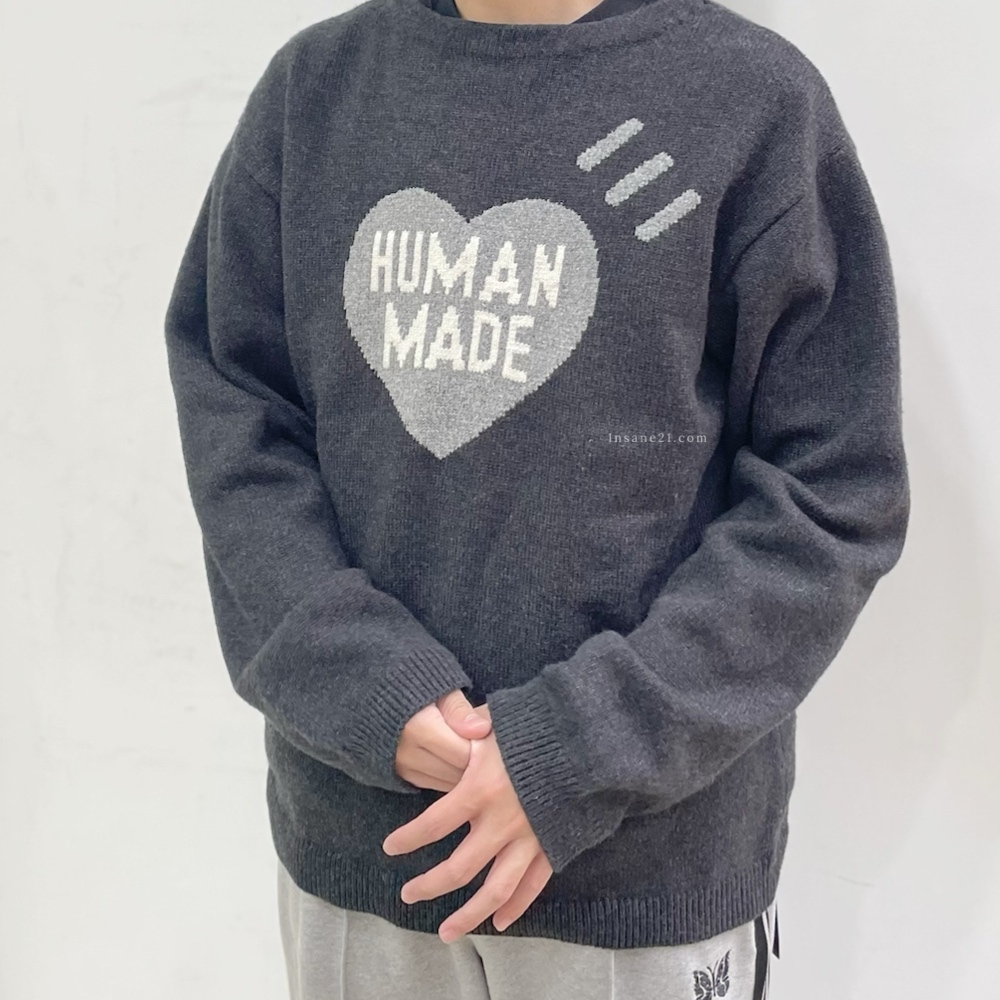 HUMAN MADE SWEATER 炭灰心型 針織長袖 毛衣 HM26CS030