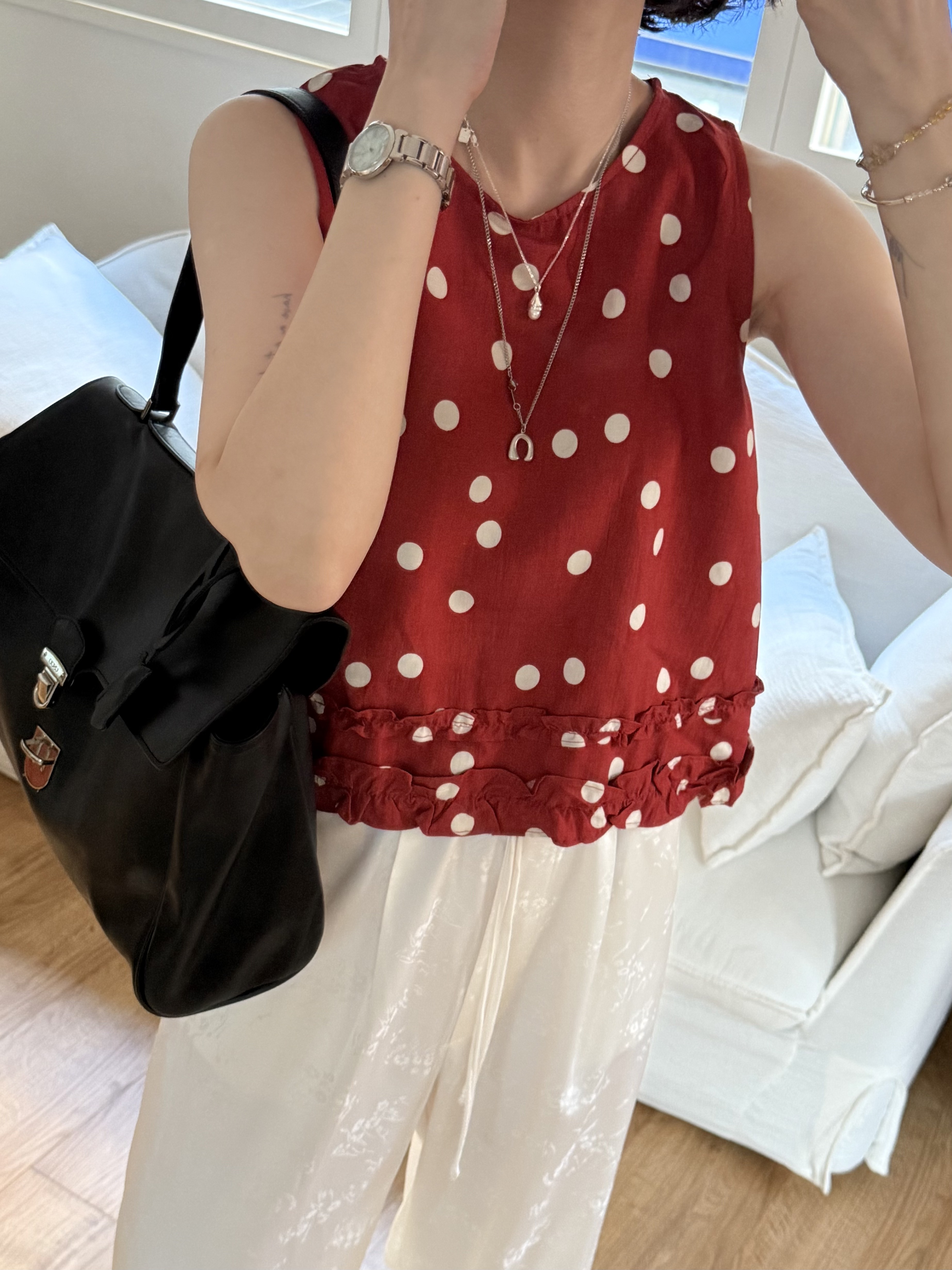 隨性波點後隱藏拉鏈小傘衣/2色均碼/紅