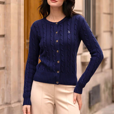 1GL0426-300 [GAALA] Vincent Cotton Cardigan Navy (EU)
