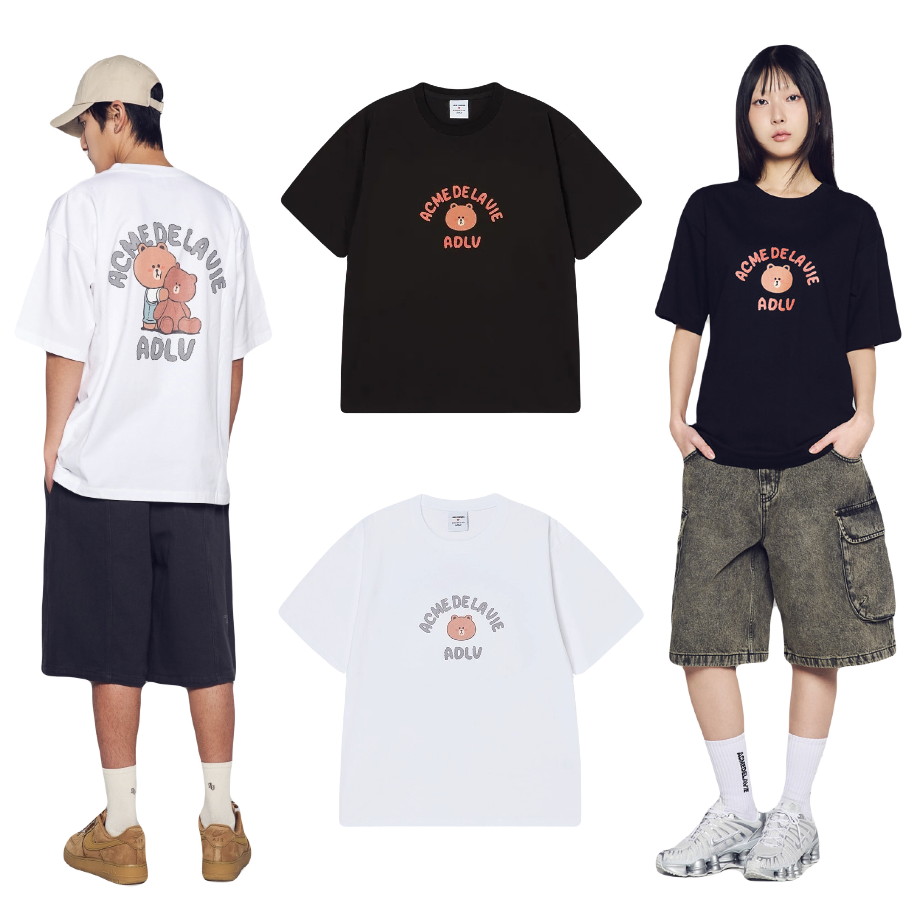 【14】ADLV BEAR DOLL HUG BROWN LINE FRIENDS SHORT SLEEVE T-SHIRT (4個尺碼 / 2色選擇)
