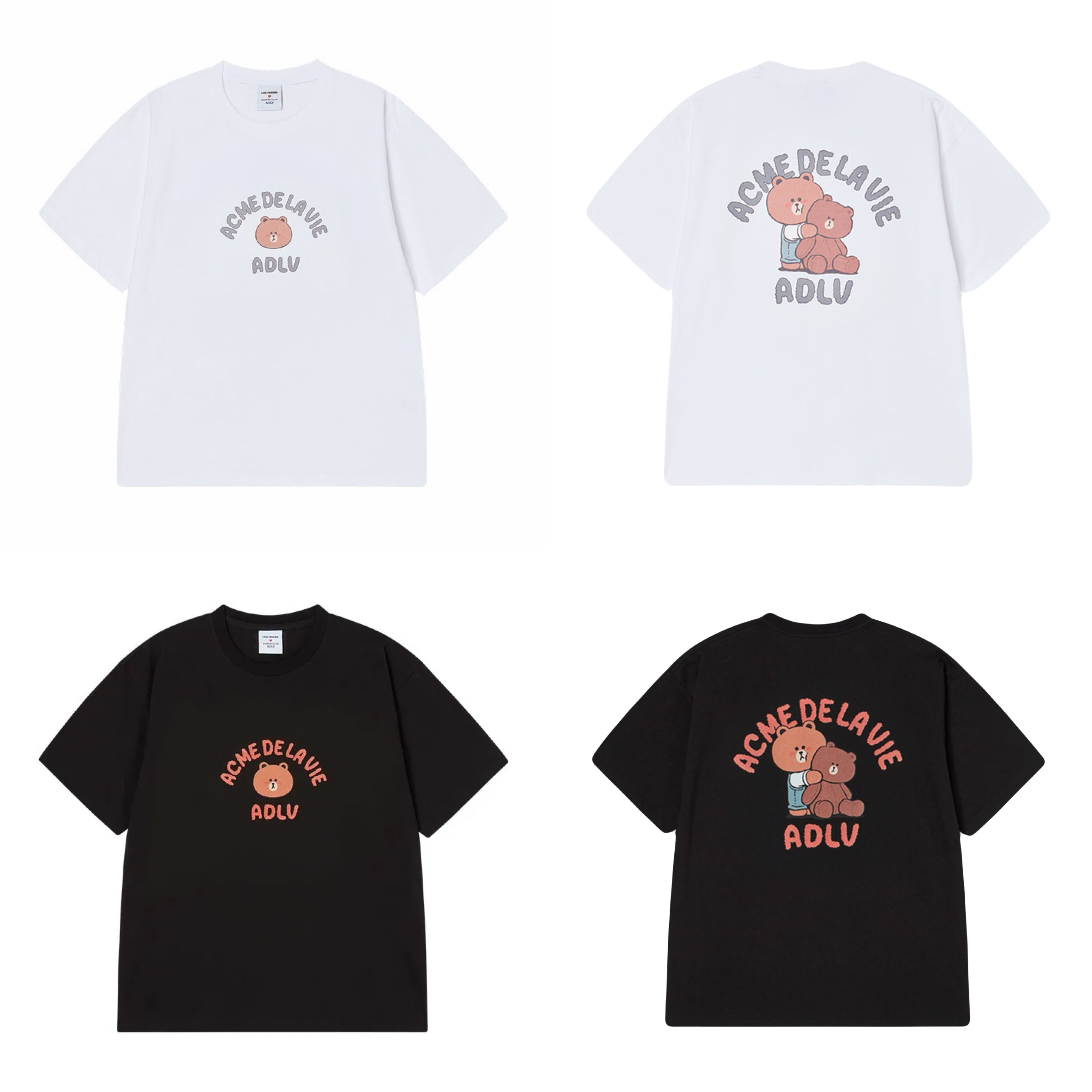 【14】ADLV BEAR DOLL HUG BROWN LINE FRIENDS SHORT SLEEVE T-SHIRT (4個尺碼 / 2色選擇)