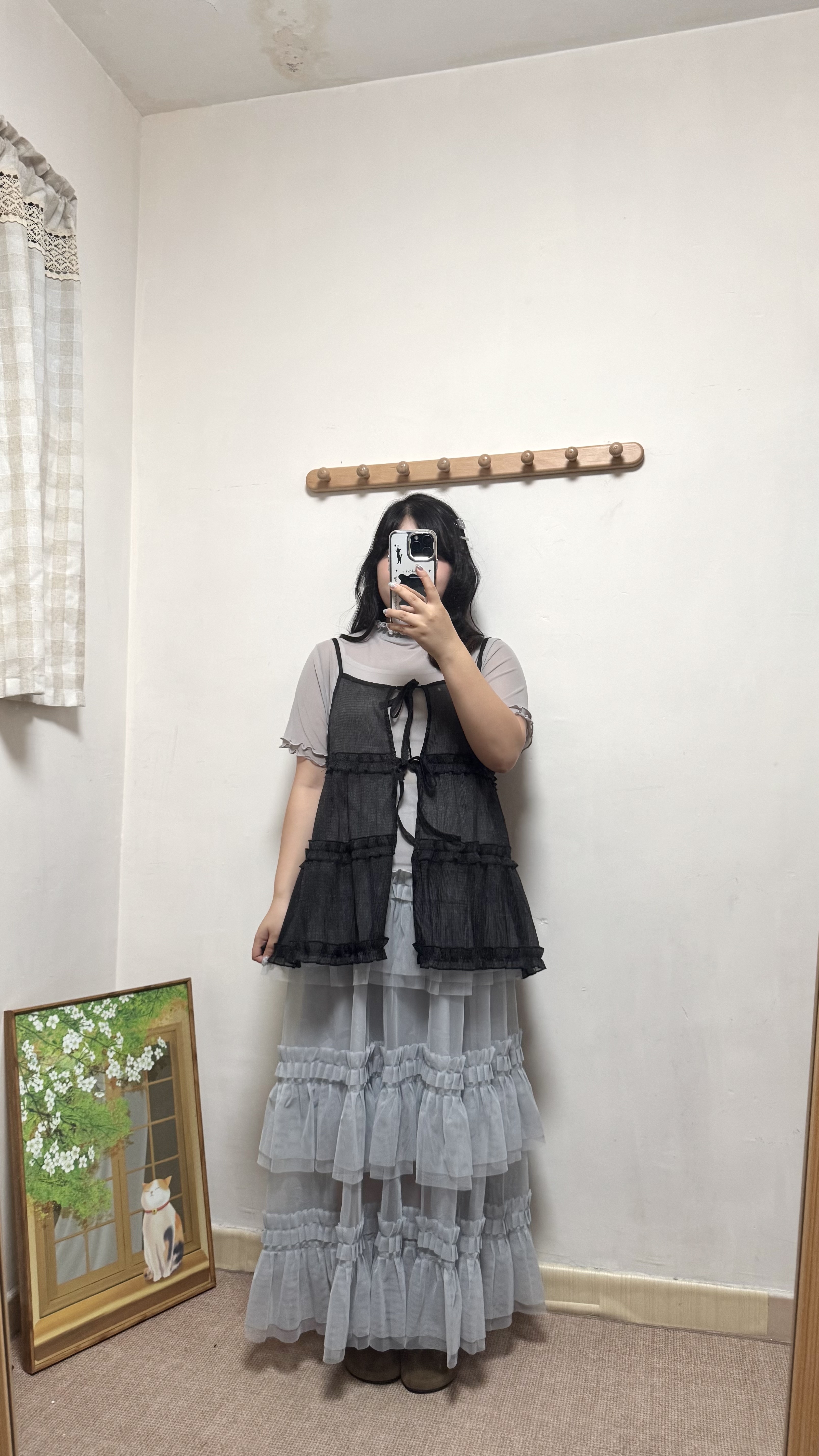 【指定商品減$20✨】暗紋花邊透身吊帶外搭