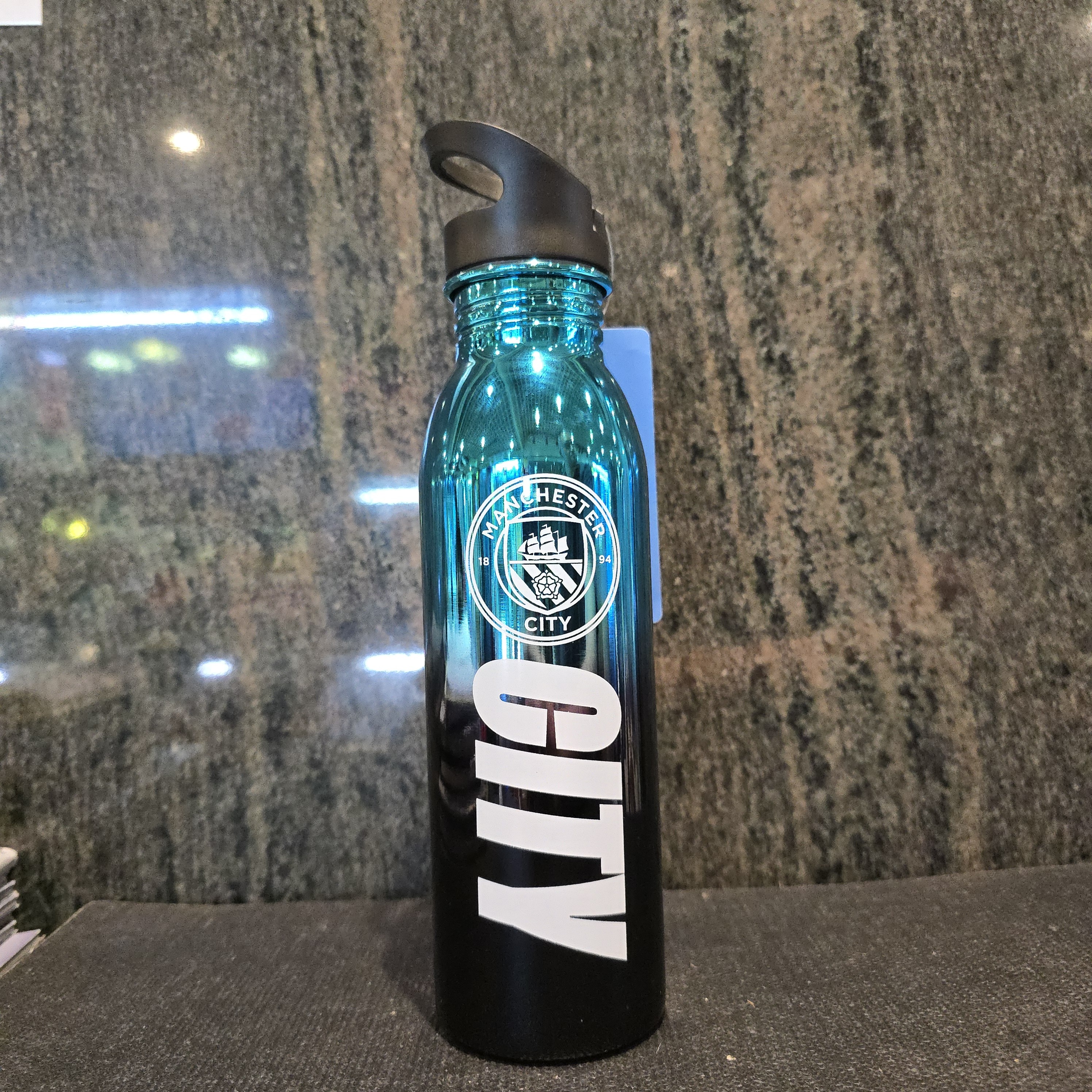 曼城閃藍色CITY大字會徽金屬水樽