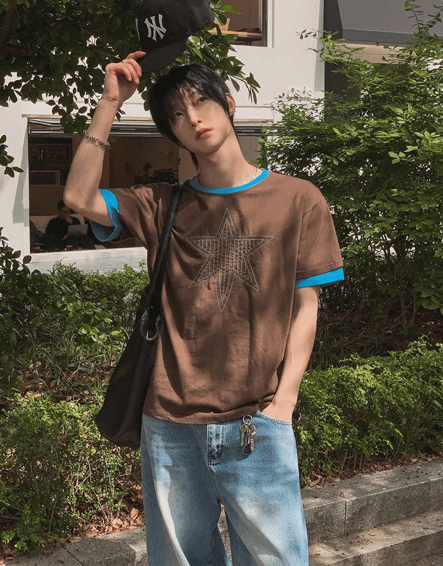 切割星星層疊T恤