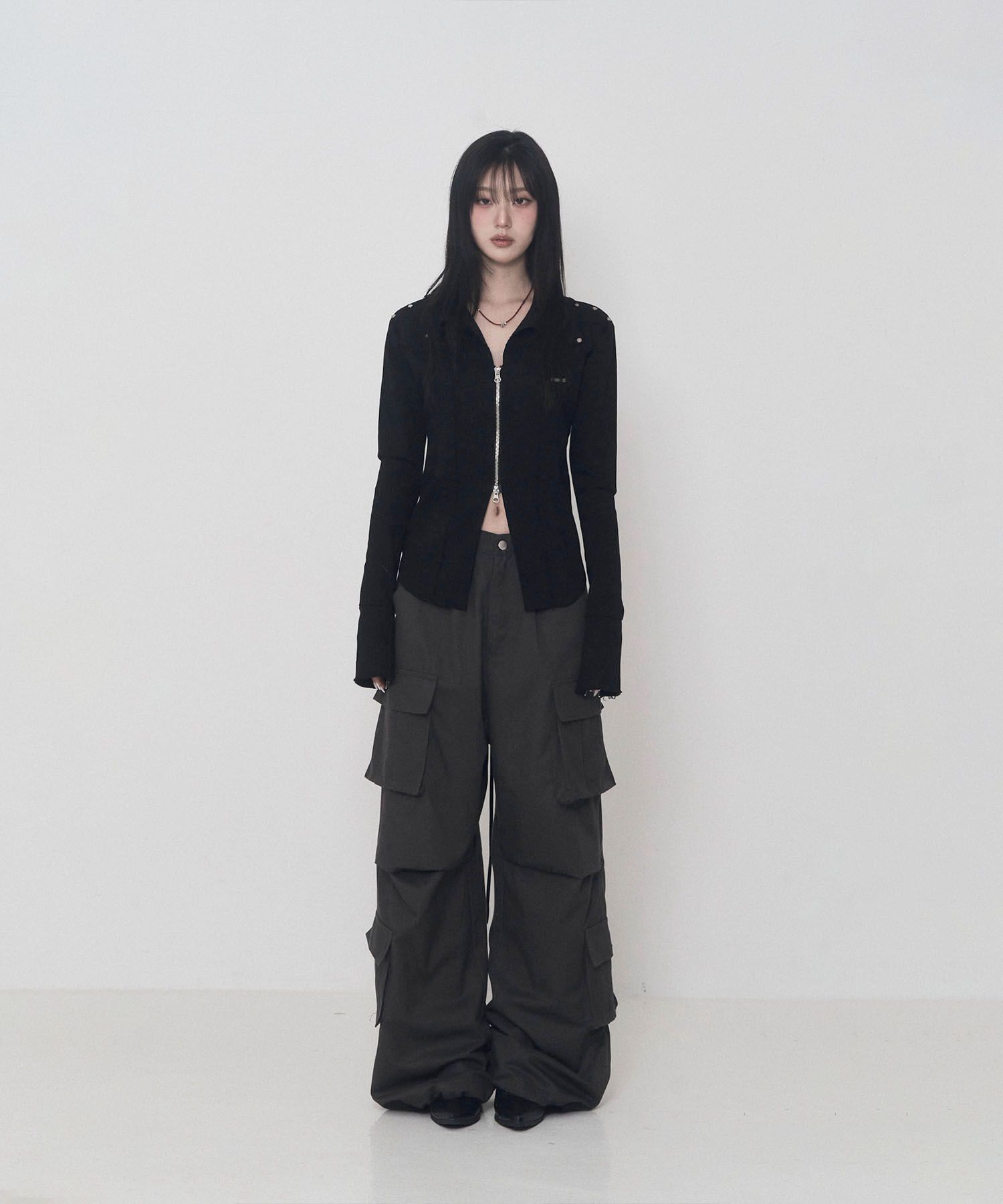 ETRE AU SOMMET Tencel Cotton 寬版工裝褲 木炭灰 ET25SSPOP01CH