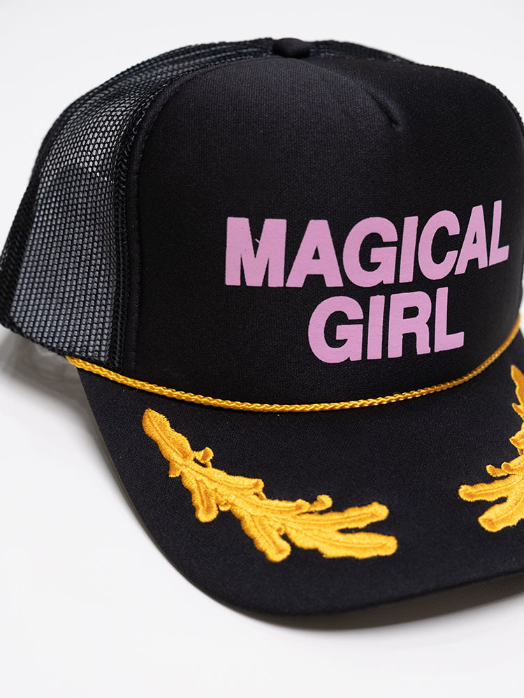 Black Embroidered Trucker Hat