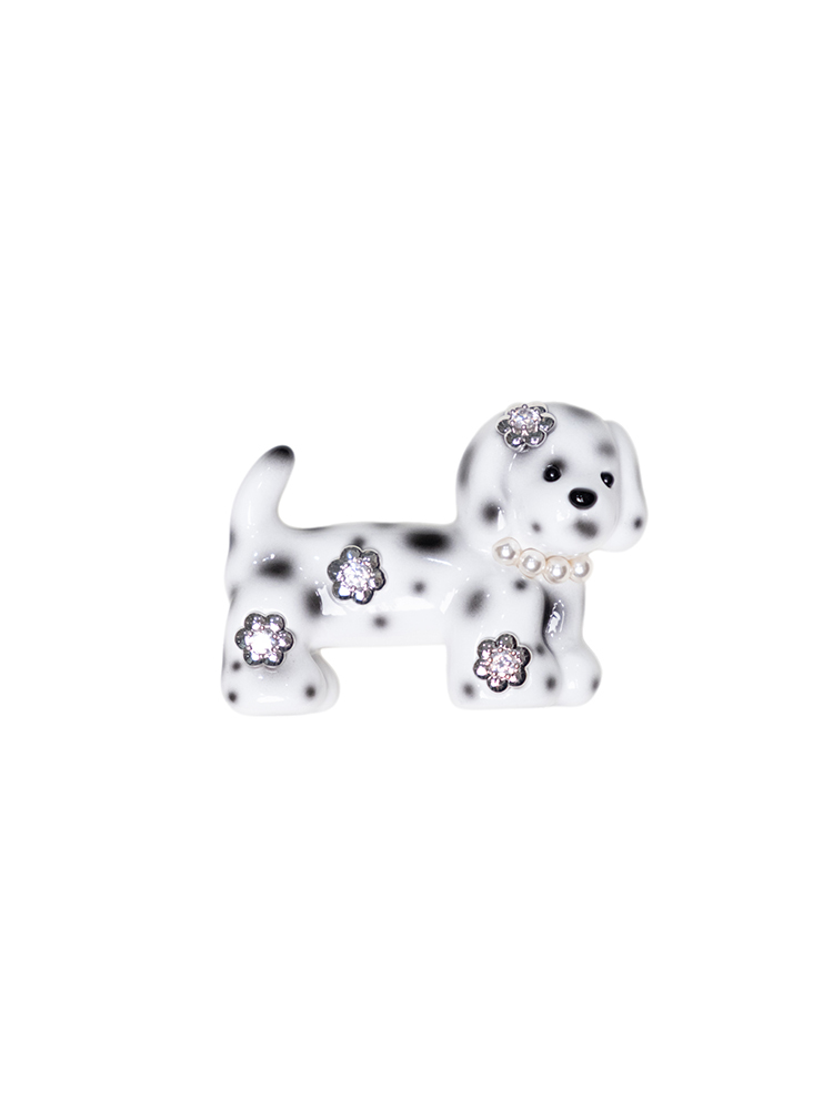 Flower Decorated Puppy Hair Pin