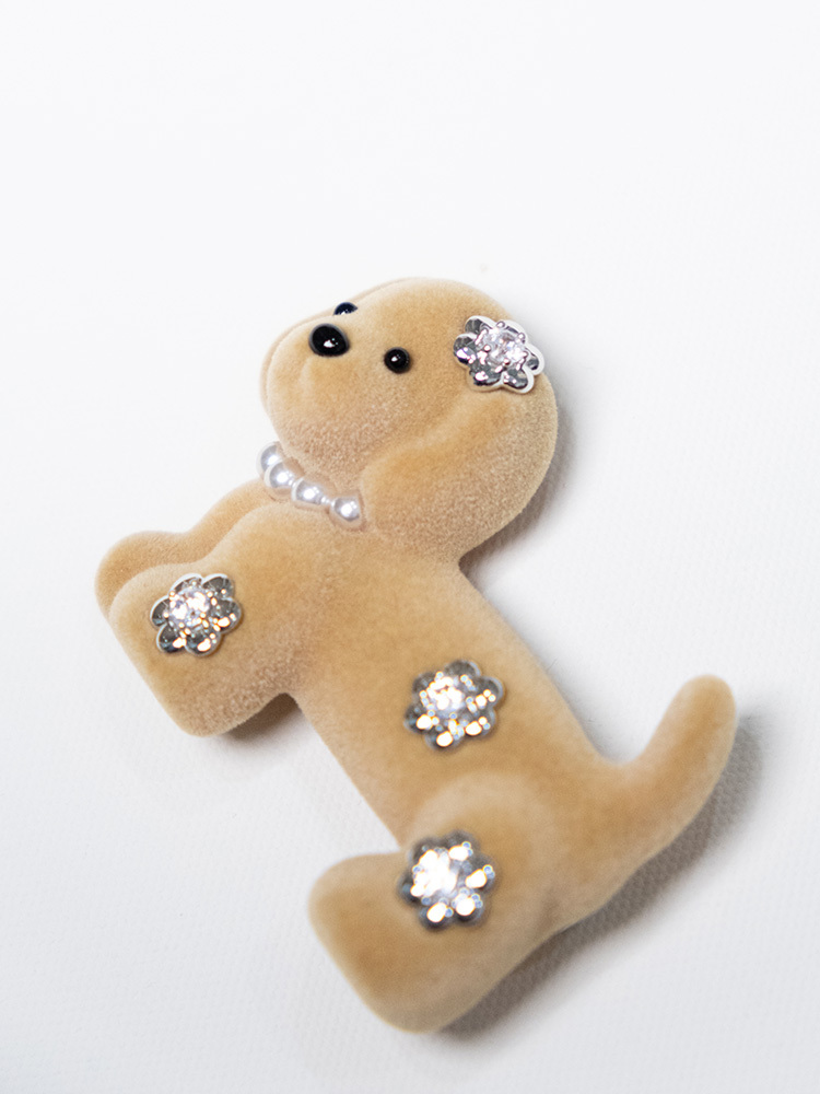 Flower Decorated Puppy Hair Pin