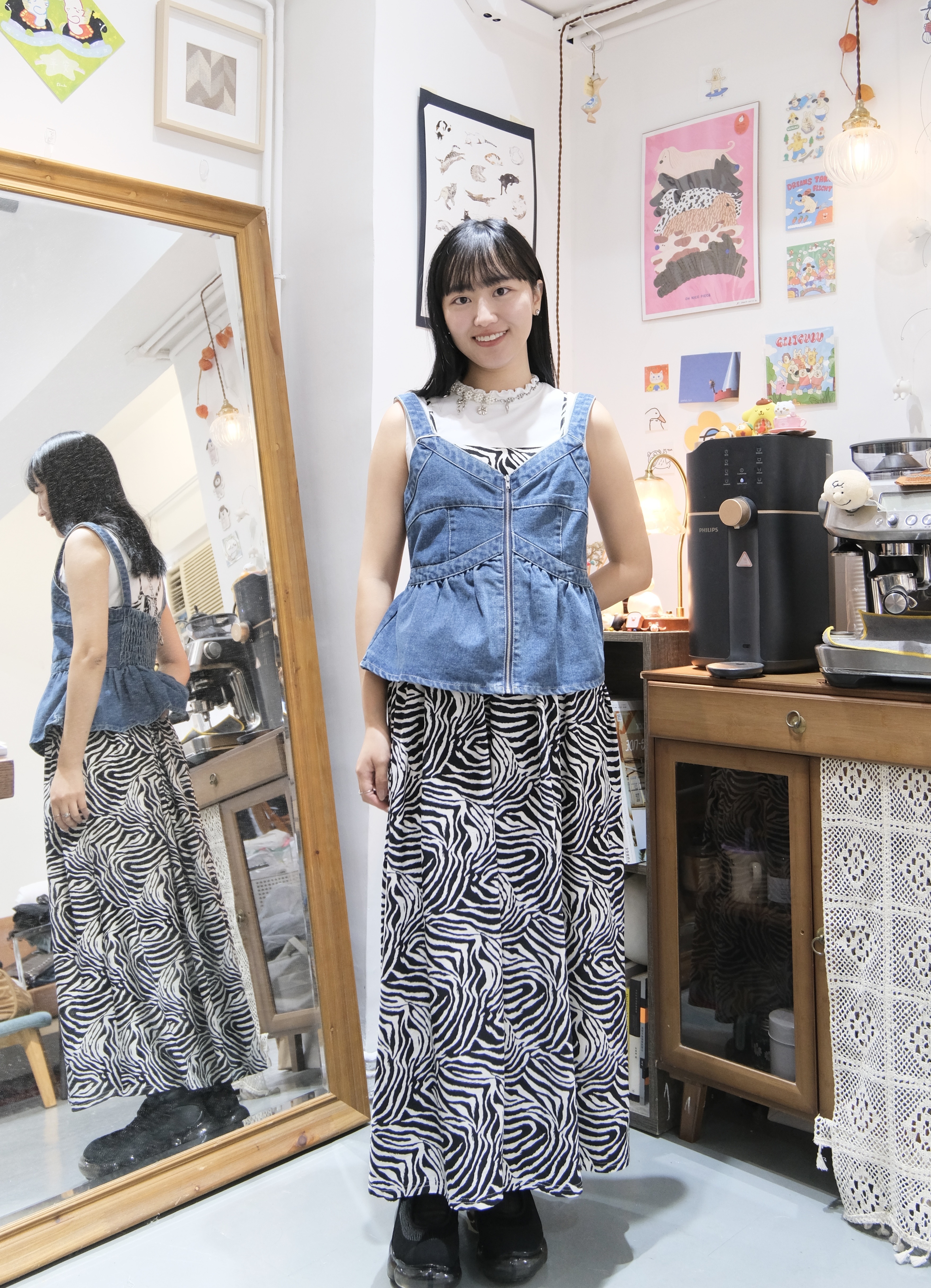 牛仔短款傘傘vest
