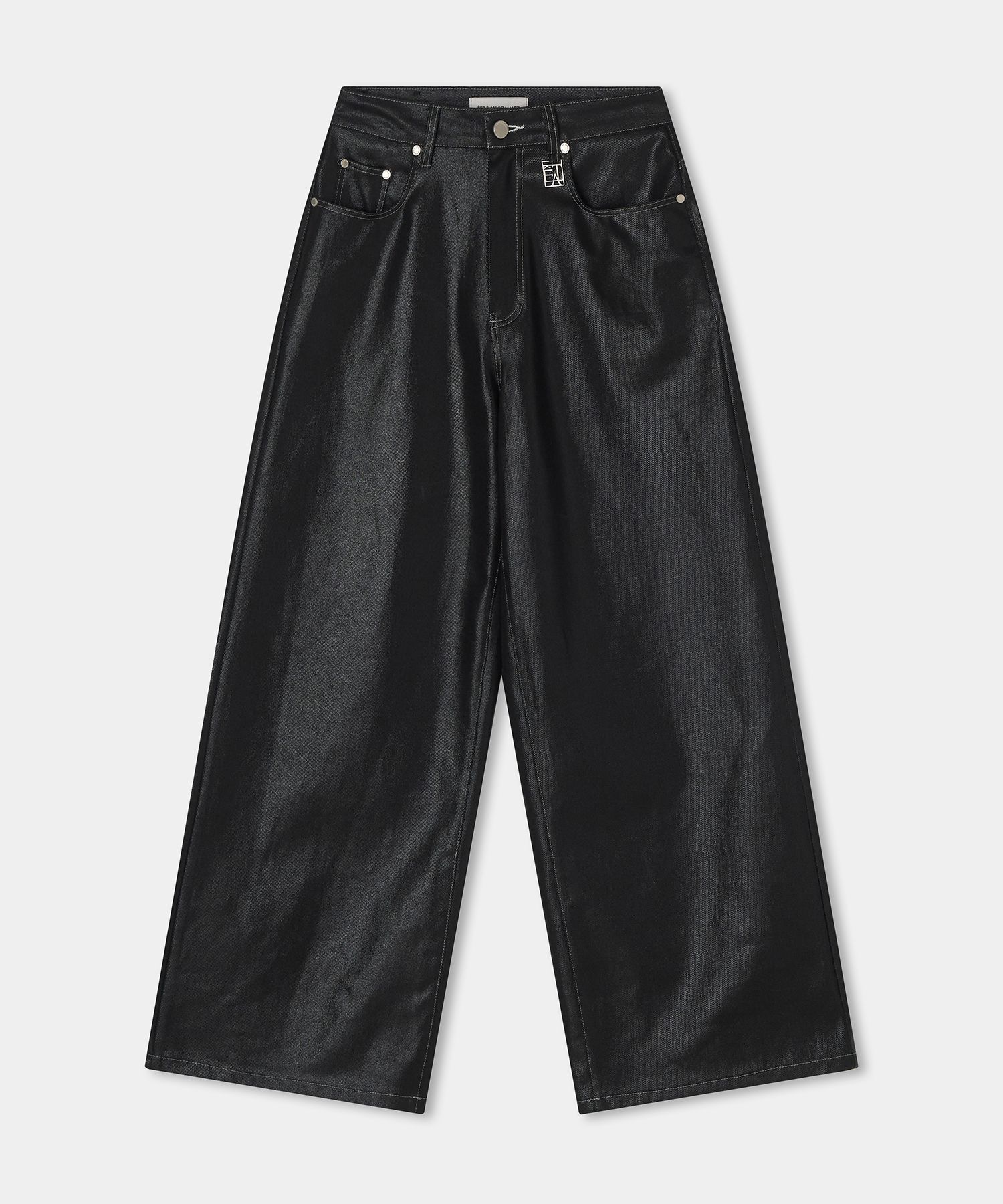 ETRE AU SOMMET 光澤塗層 Angel 寬褲 ET24FWPDP03BK