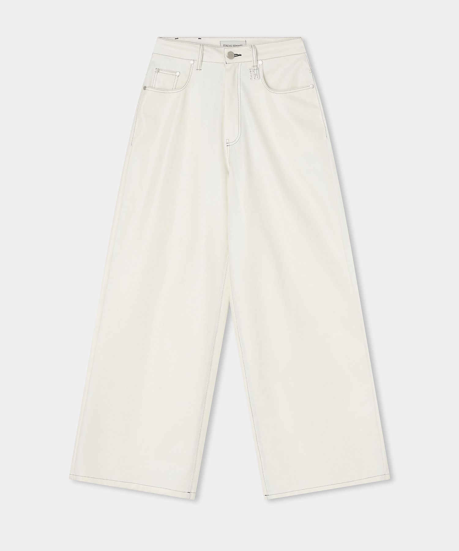 ETRE AU SOMMET 光澤塗層水洗寬褲 白色 ET24FWPDP03WH