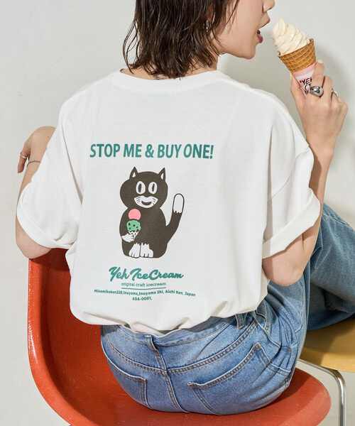 FREAK'S STORE / YEH! Cat Print Short-Sleeve T-Shirt