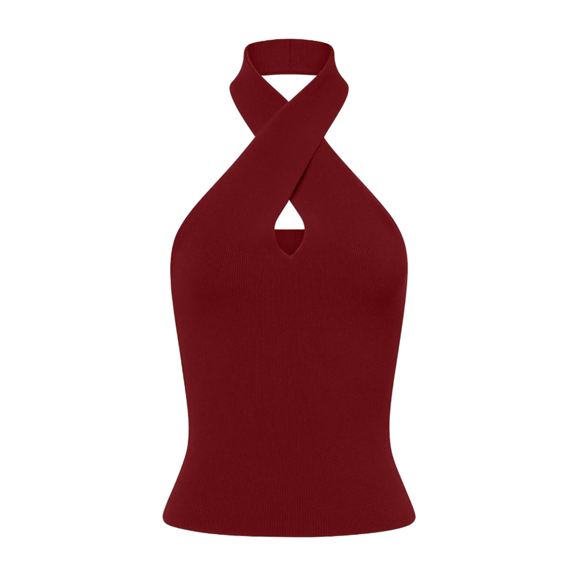 1GL0426-020 [GAALA] Amanda Halter Knit Top Bordeaux (EU)