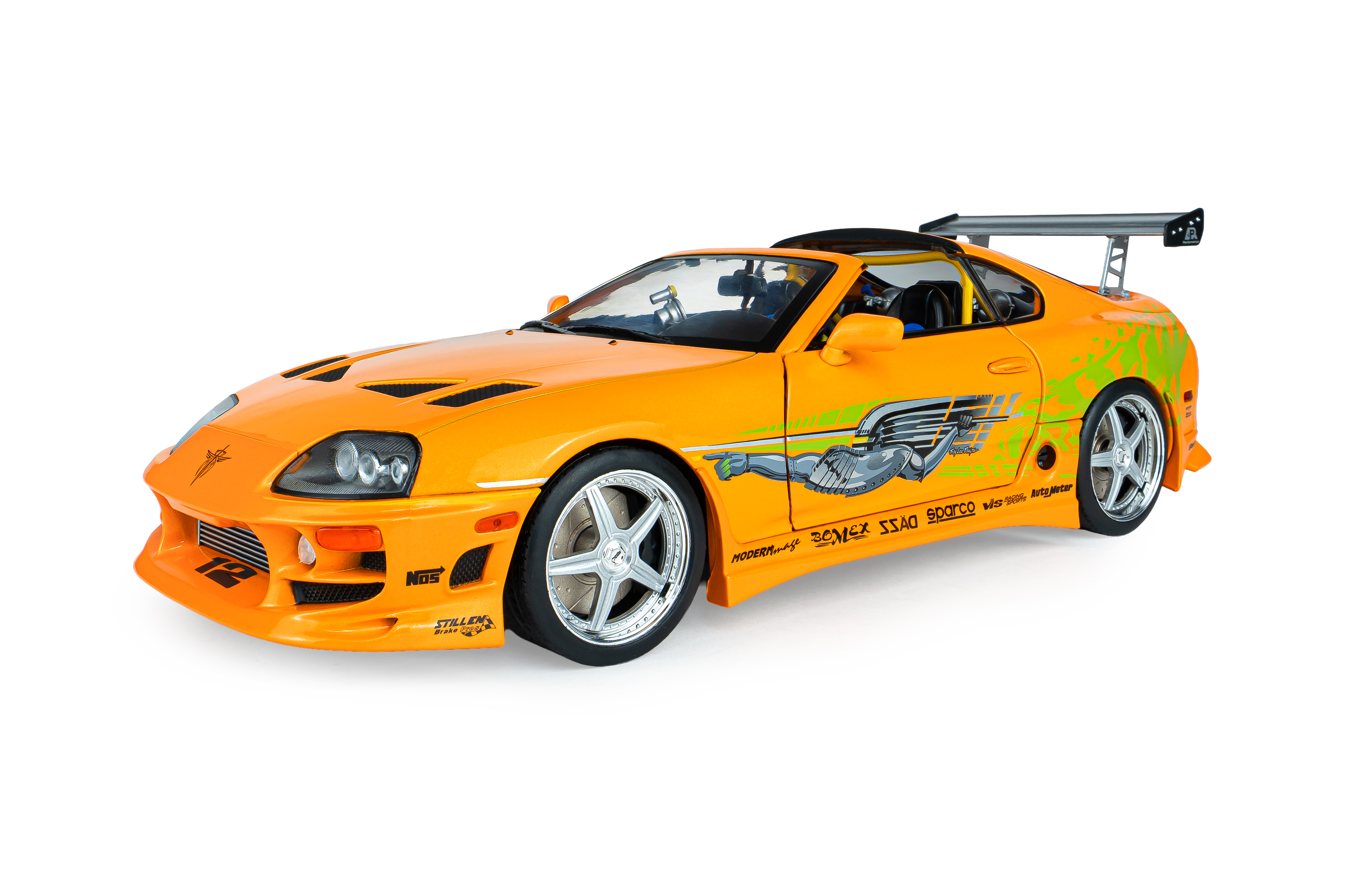 PO-$405 * SOLIDO * 1:18 TOYOTA SUPRA MK4 (A80) FAST AND FURIOUS 1 BRIAN OPEN ROOF 2001