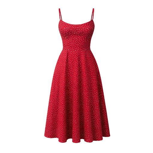 1GL0426-032 [GAALA] Antonia Cotton Dress Red With Hearts (EU)