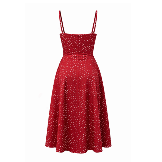 1GL0426-032 [GAALA] Antonia Cotton Dress Red With Hearts (EU)