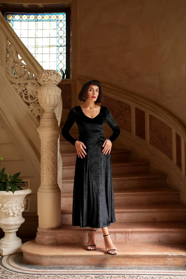 1GL0426-043 [GAALA] Azure Velvet Dress Black (EU)