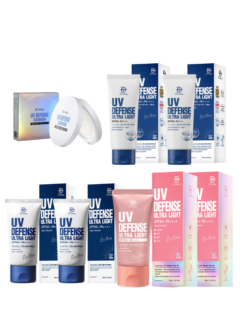 標單22-DR. MAY 美博士專業防曬乳(清爽*3+高效*2+潤色*2)+DR. MAY 美博士專業防曬氣墊 (25g)*1
