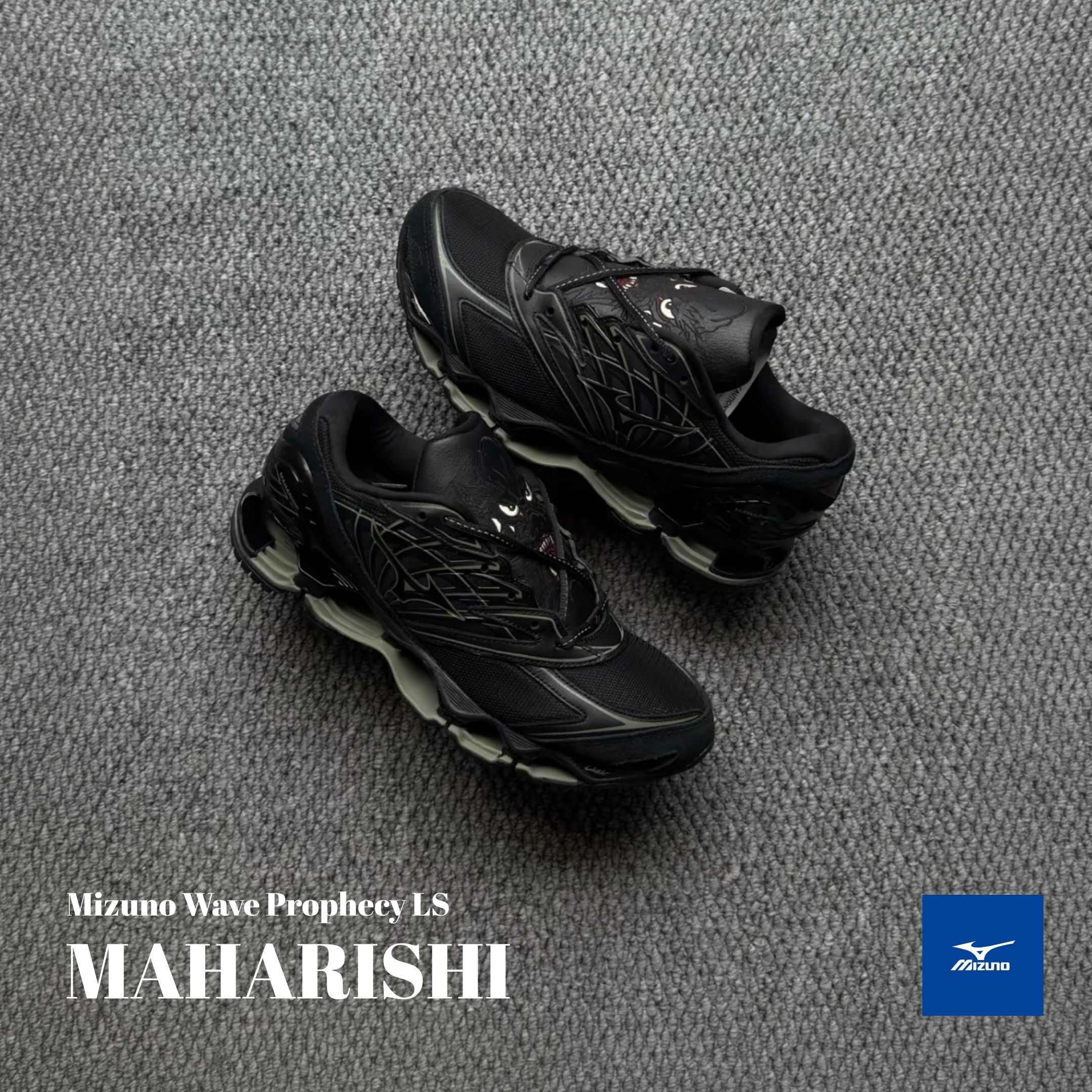 NICEDAY 代購 Mizuno x Maharishi Wave Prophecy LS 聯名 黑色 反光 細節 跑鞋 D1GD2617-01