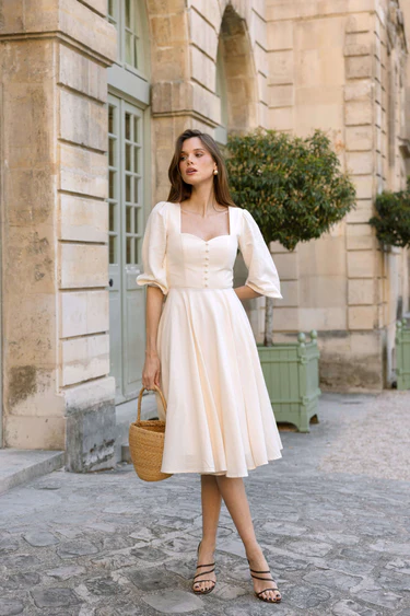 1GL0426-048 [GAALA] Bardetta Linen Dress Cream (EU)