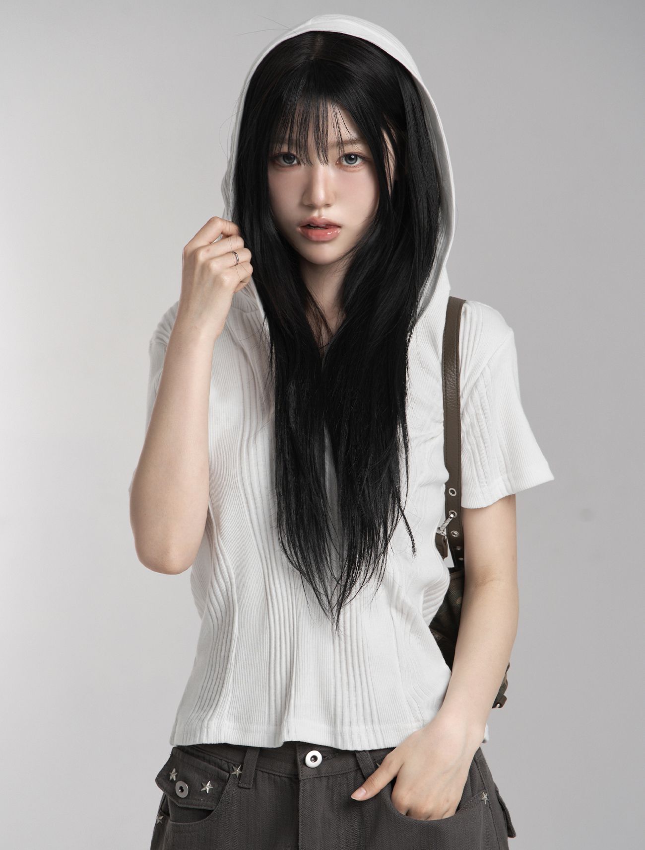 LOOXP 造型縫線連帽短袖T恤 9858-1