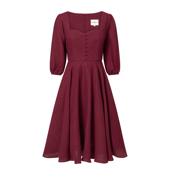 1GL0426-050 [GAALA] Bardetta Linen Dress Plum (EU)