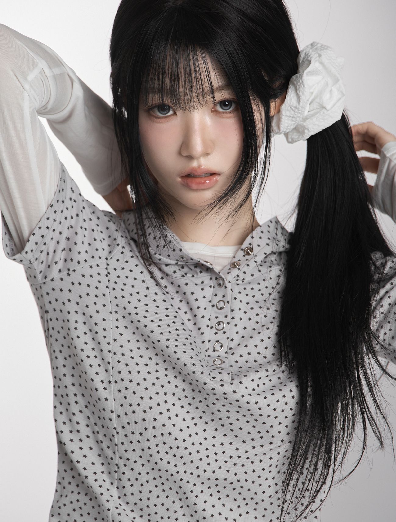 LOOXP 星紋連帽短袖T恤 灰色 9858-4