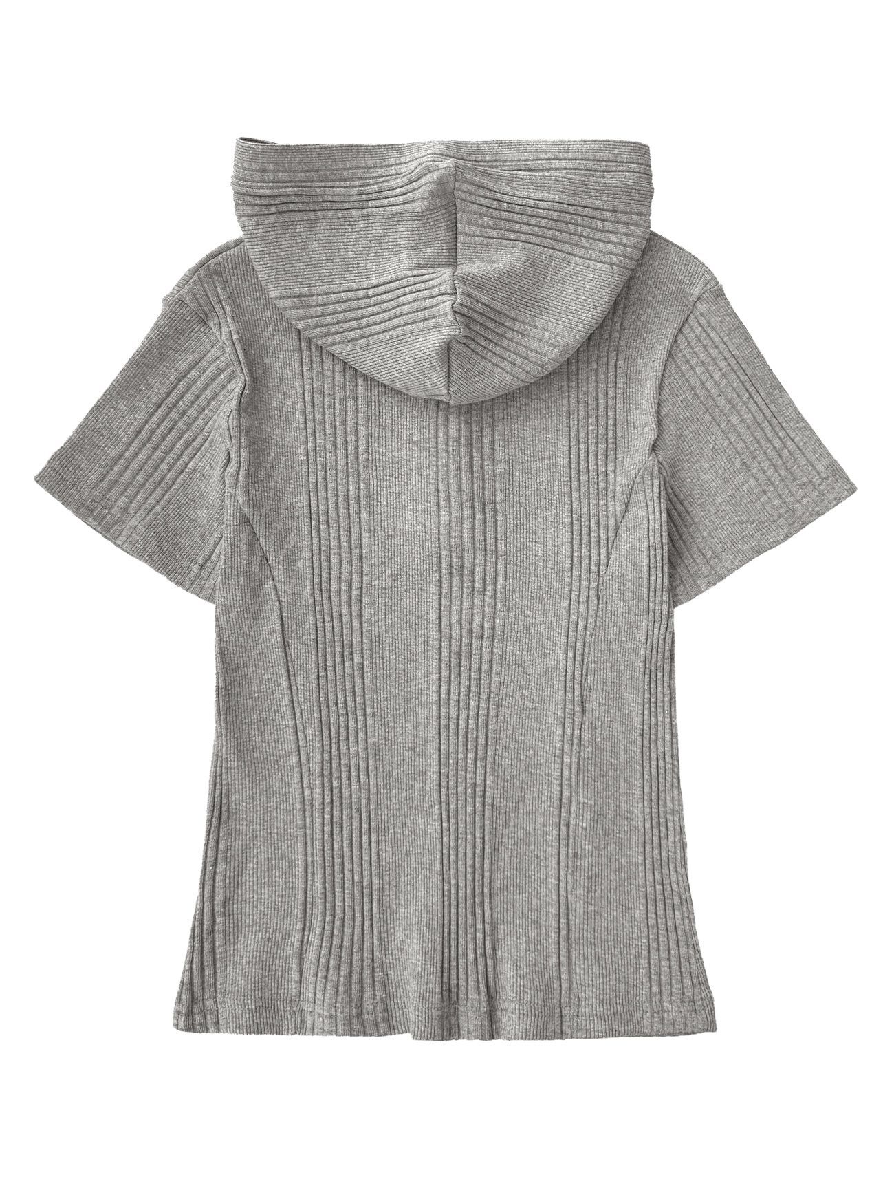 LOOXP 排釦剪接連帽短袖T恤 9858-2