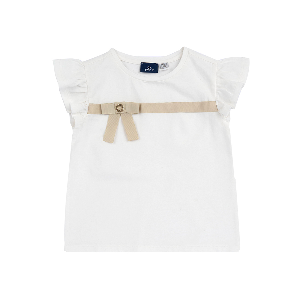 蝴蝶結派對-立體蝴蝶結荷葉短袖上衣