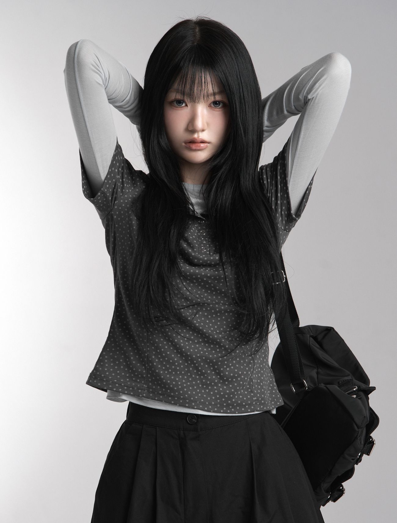 LOOXP 按扣剪接連帽短袖T恤 9858-5