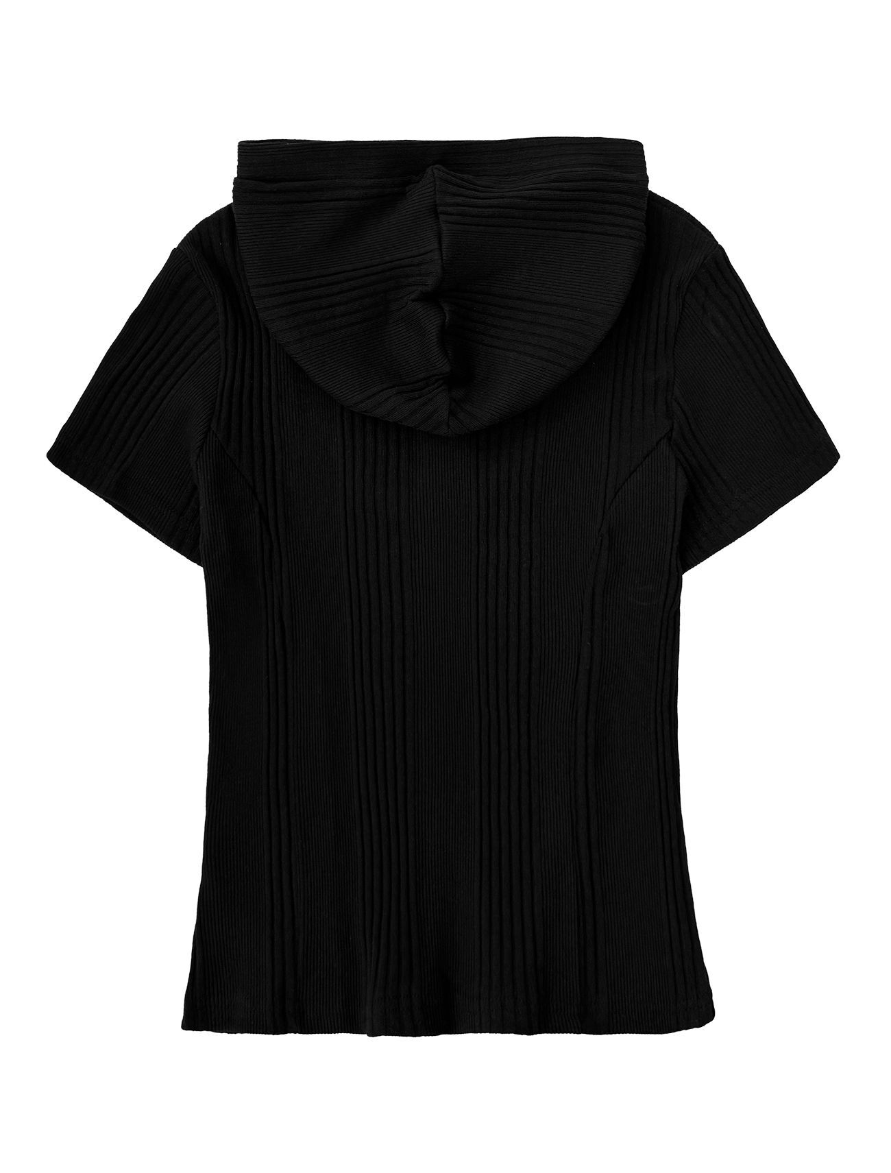 LOOXP 扣環連帽短袖T恤 黑色 9858-3