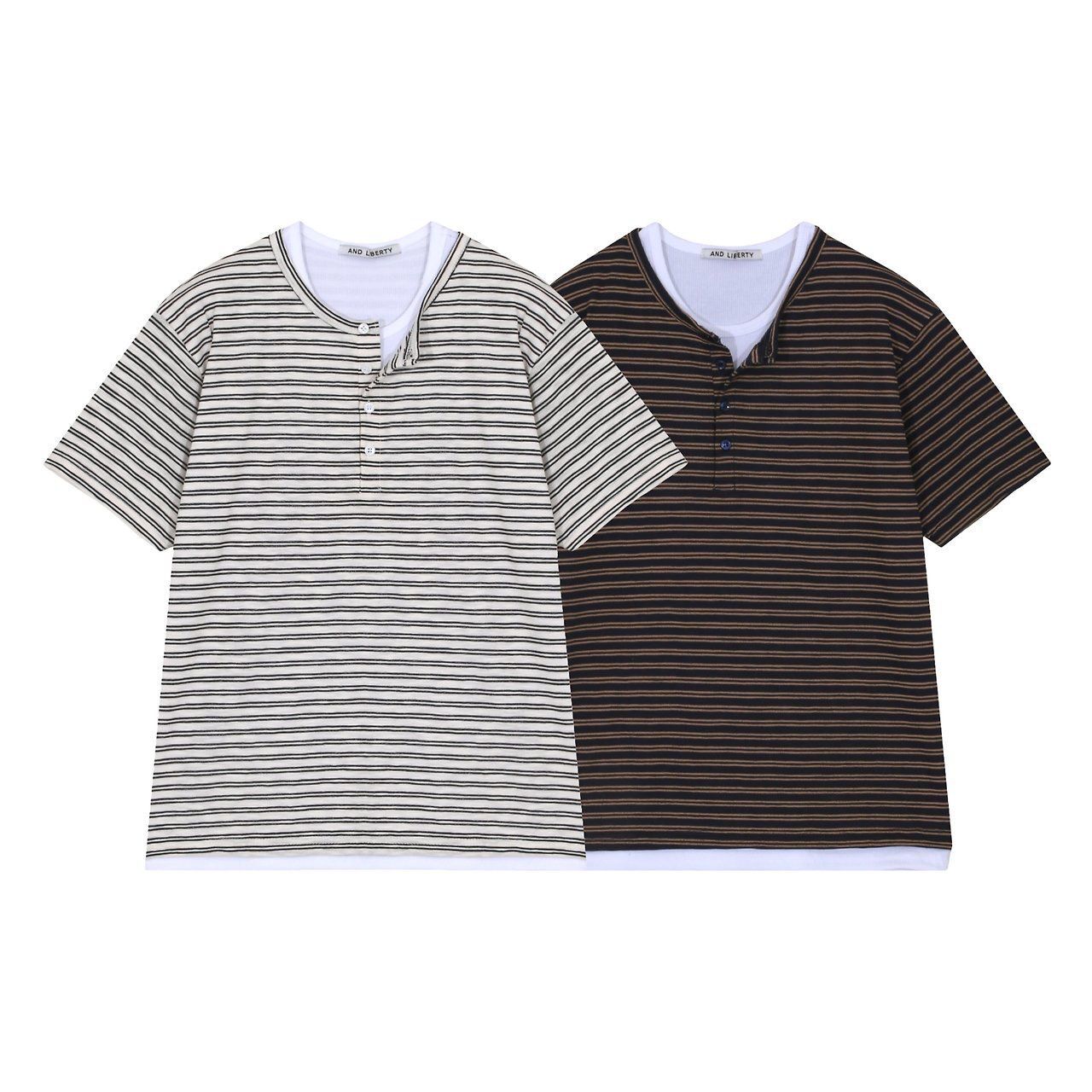 半開胸橫間短袖Tee And-055T