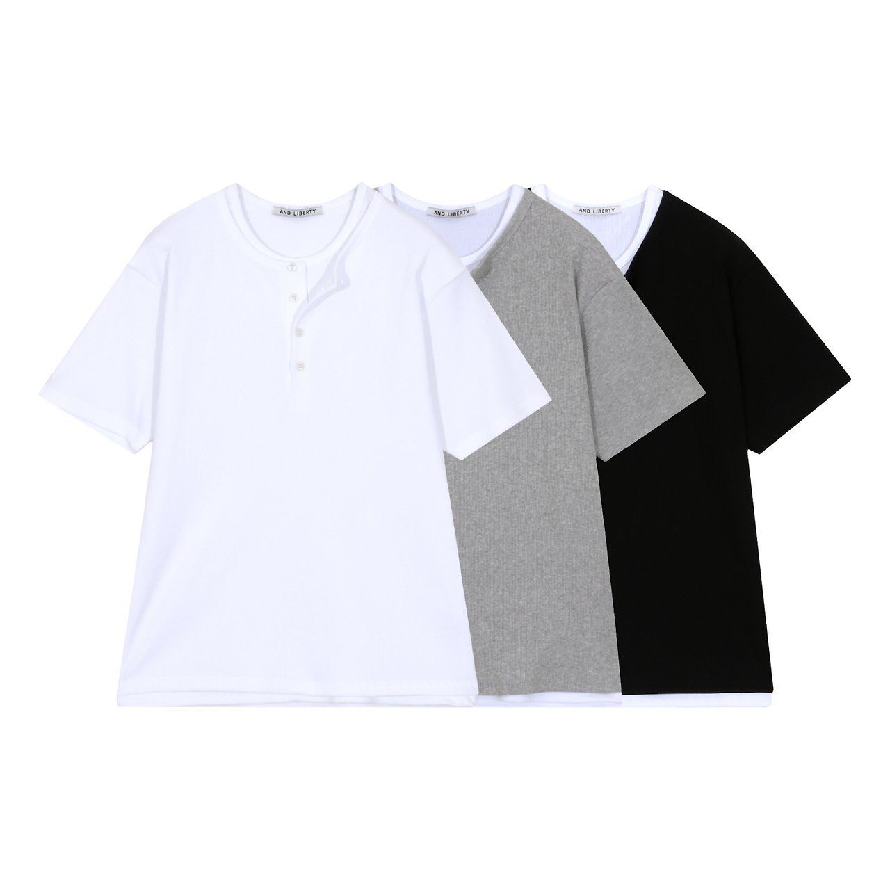 淨色假兩件短袖Tee And-056T