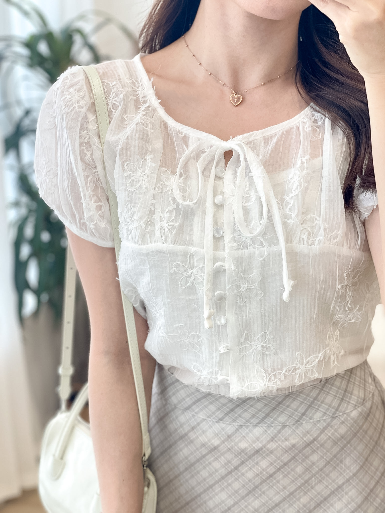 T1531 White Petals Falling Blouse