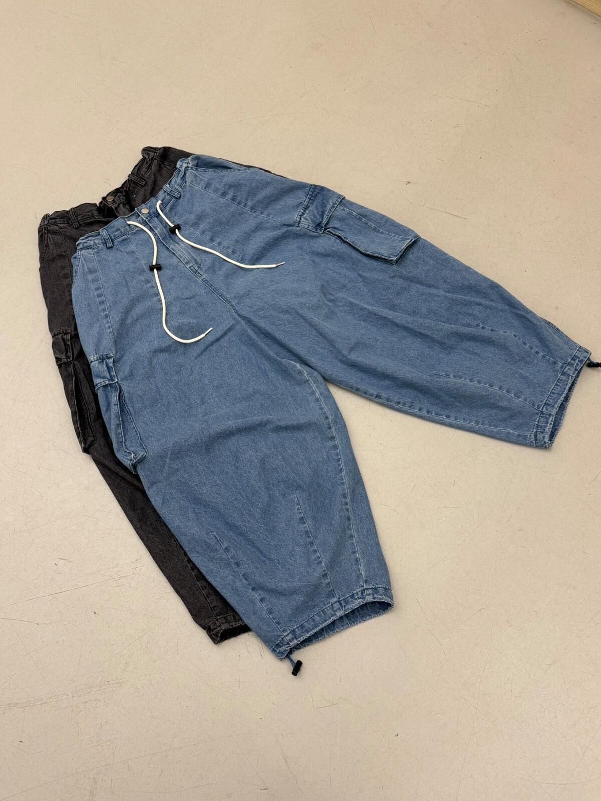 洗水可束腳工裝牛仔鬆身褲 FARMERS-133J