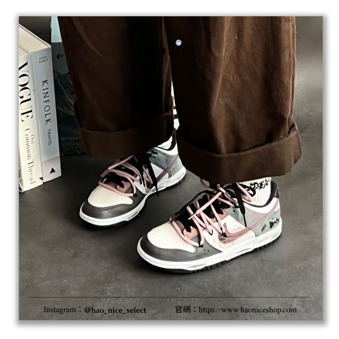 【HAO NICE】藝術訂製款🎨Nike Dunk Low 玫瑰雪山 山峰 灰白棕 板鞋 運動鞋