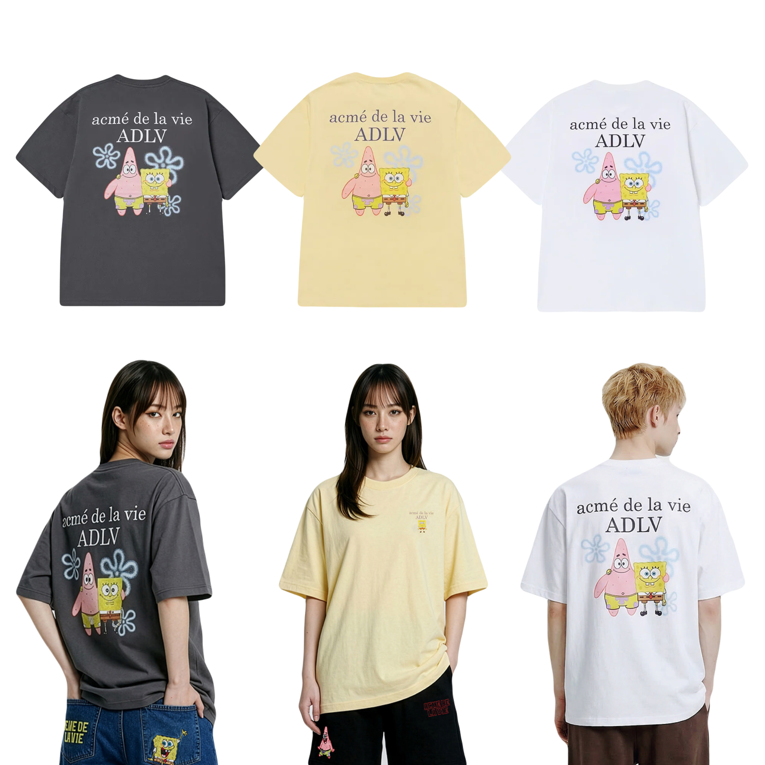 【15】ADLV SPONGEBOB BASIC LOGO SHORT SLEEVE T-SHIRT (4個尺碼 / 3色選擇)