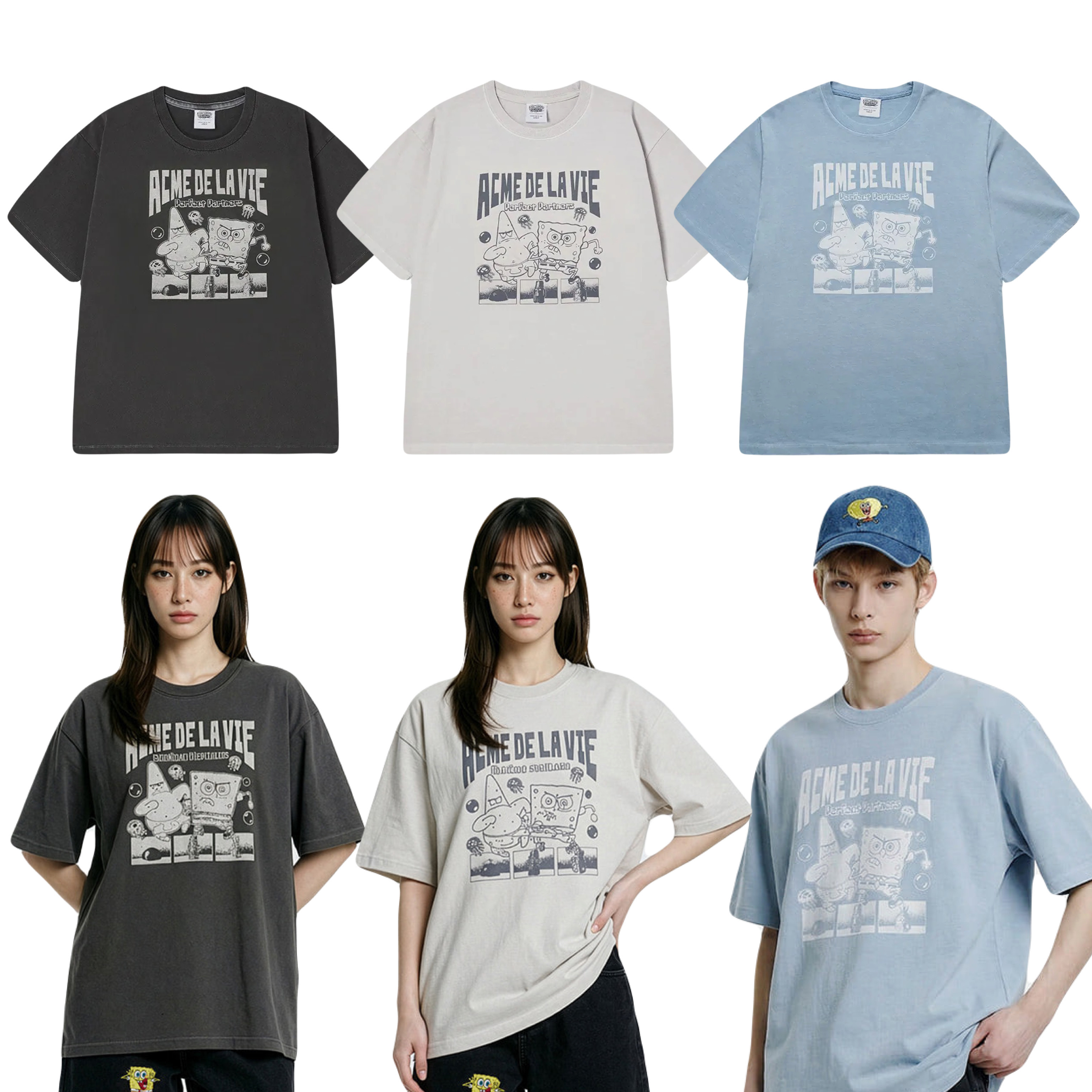 【16】ADLV PERFECT PARTNER SPONGEBOB PIGMENT SHORT SLEEVE T-SHIRT (4個尺碼 / 3色選擇)