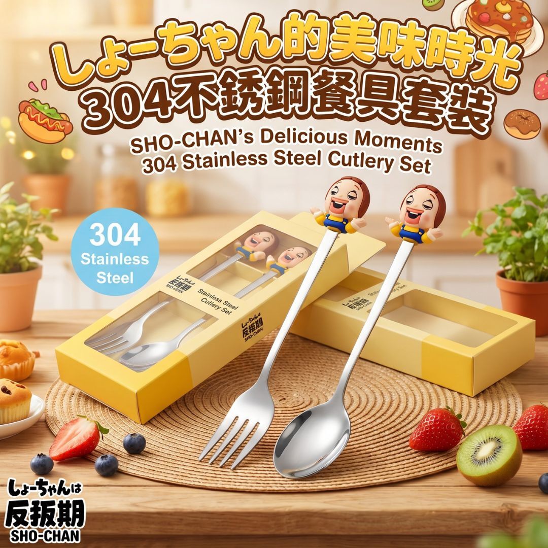 小燦 |燦子 | 3D公仔 頭不銹鋼餐具套裝(匙 叉)