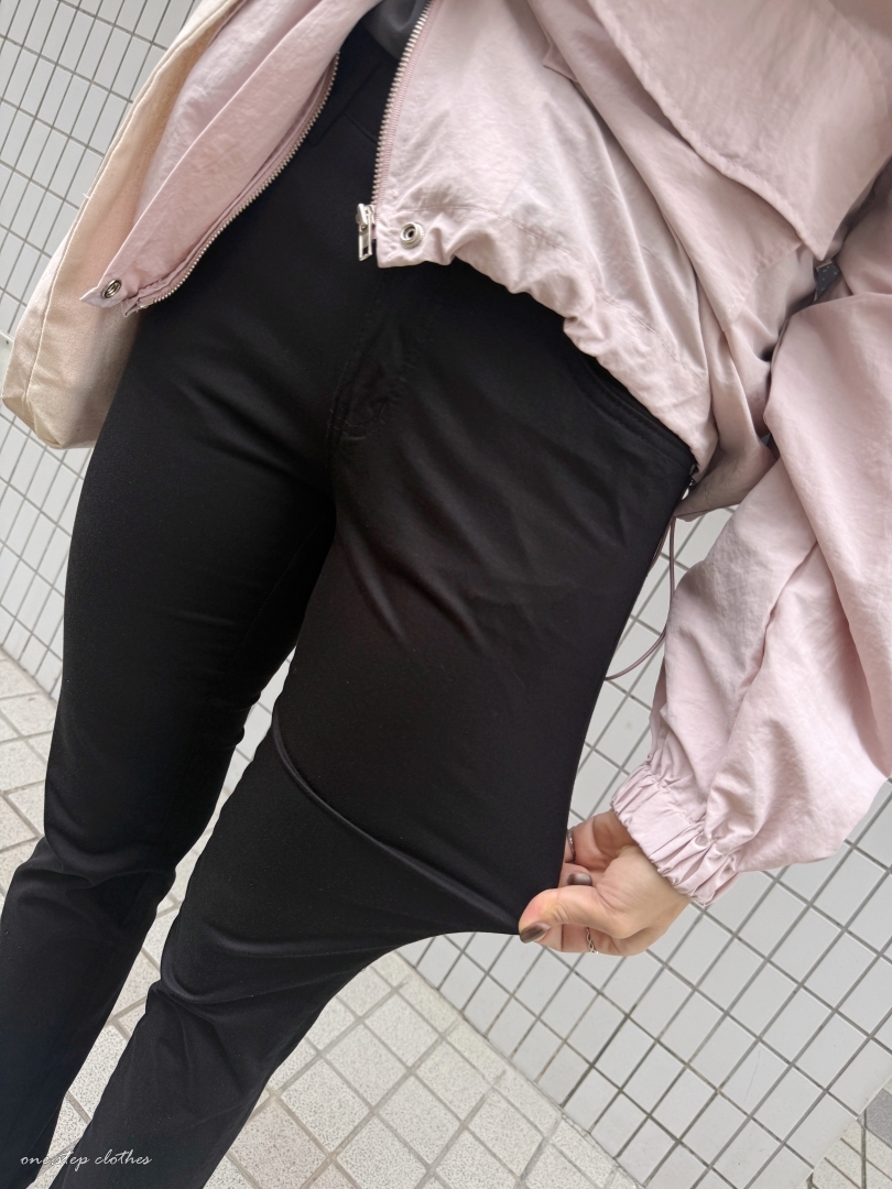 正韓日常黑薄款鬆緊顯瘦褲