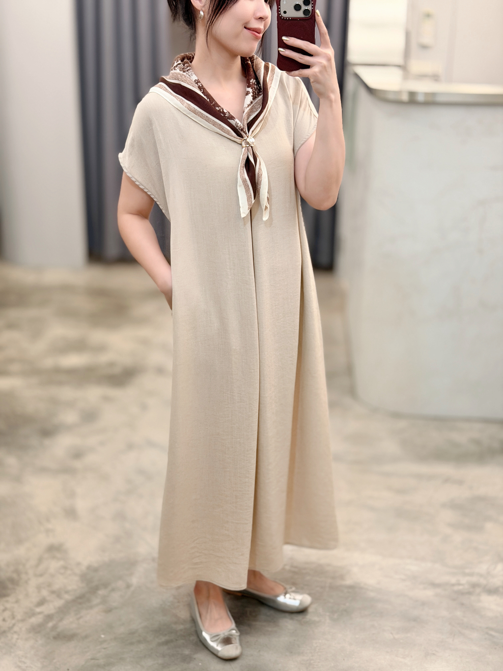 0411亞麻V領洋裝